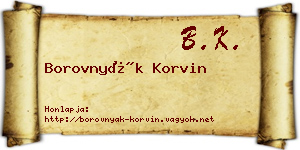 Borovnyák Korvin névjegykártya